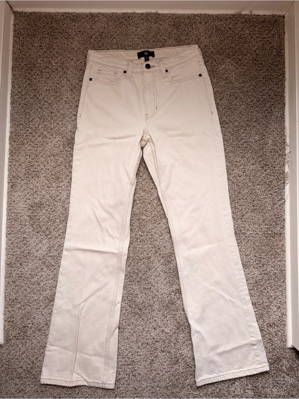 Cream Straight-Leg Jeans